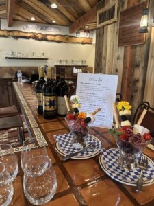 wine tasting list and charcuterie cup at white stallion ranch